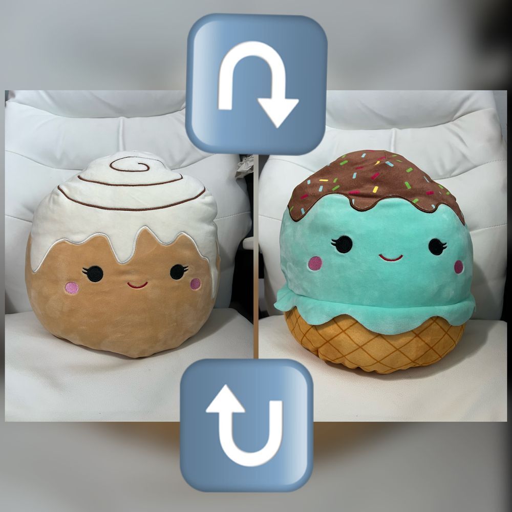 Squishmallows Flip-A-Mallows 12-Inch Mint Ice Cream and Toasted Cinnamon Roll